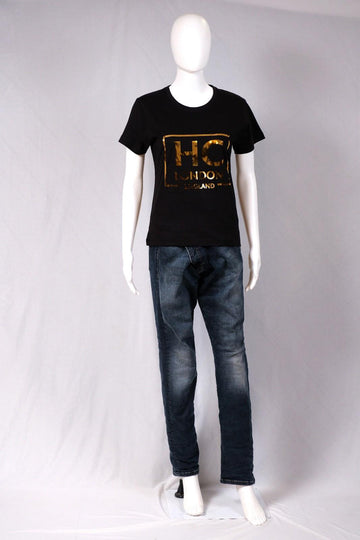 Men Typography Round Neck Pure Cotton Black T-Shirt
