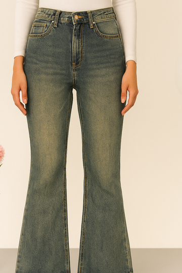 Vintage Wash Flared Jeans