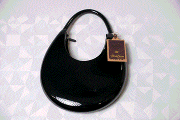 Black patent PU Round shoulder bag