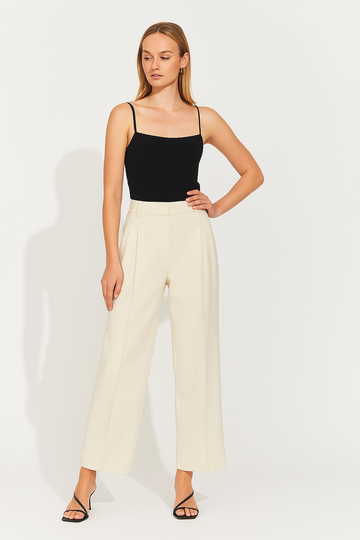Pleated Straight-Leg Trousers