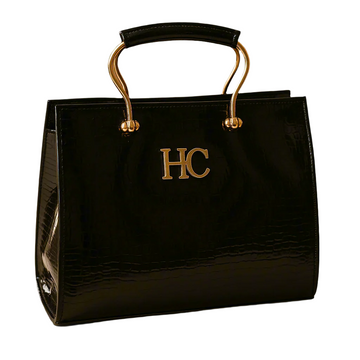 Matte Luxe Noir Croco-Gloss Handbag